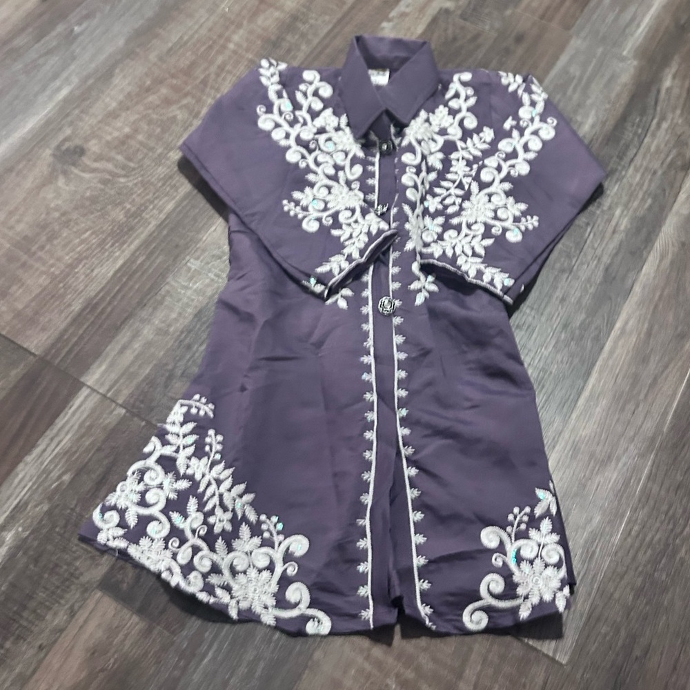 Embroidered applica purple with lace sequin dress 7-8 Pakistan